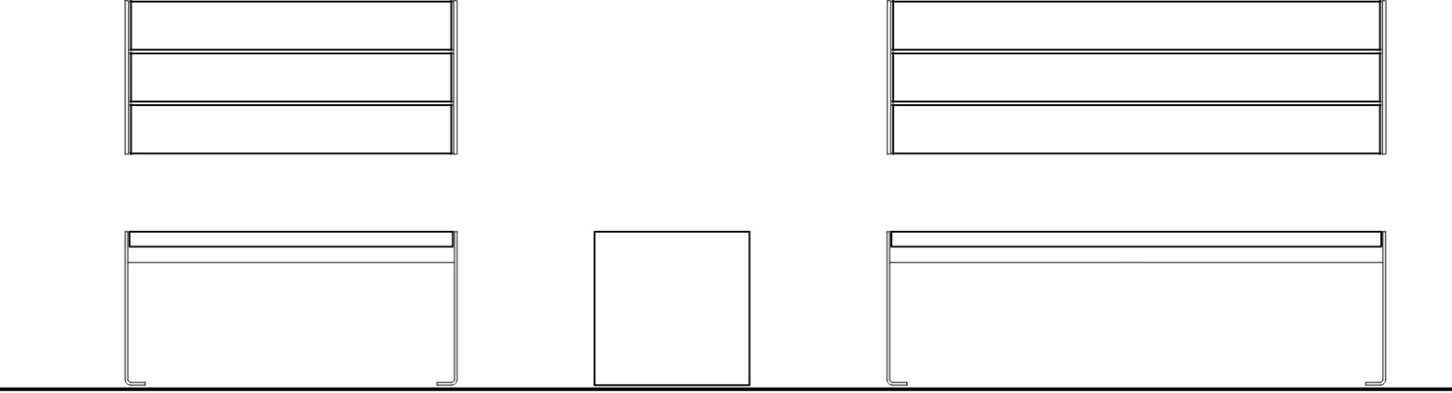 Sitzbänke Zeichnung